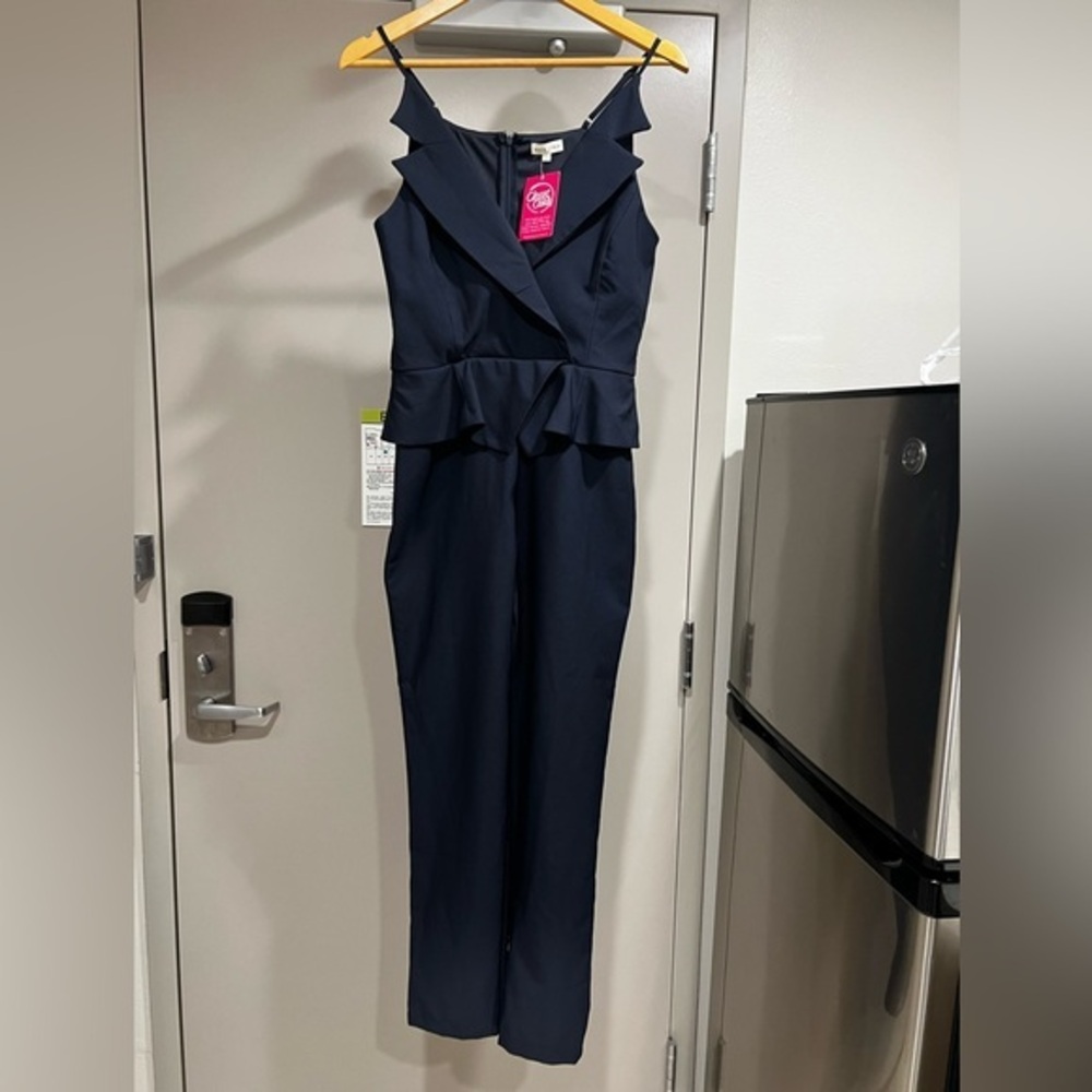 Main Strip Tuxedo Navy Jumpsuit Size Large